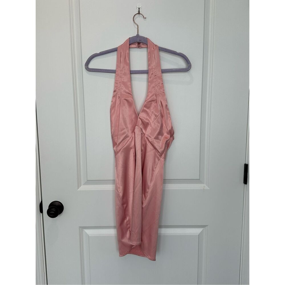NWT Superdown Pink Satin Halter Dress Size XS